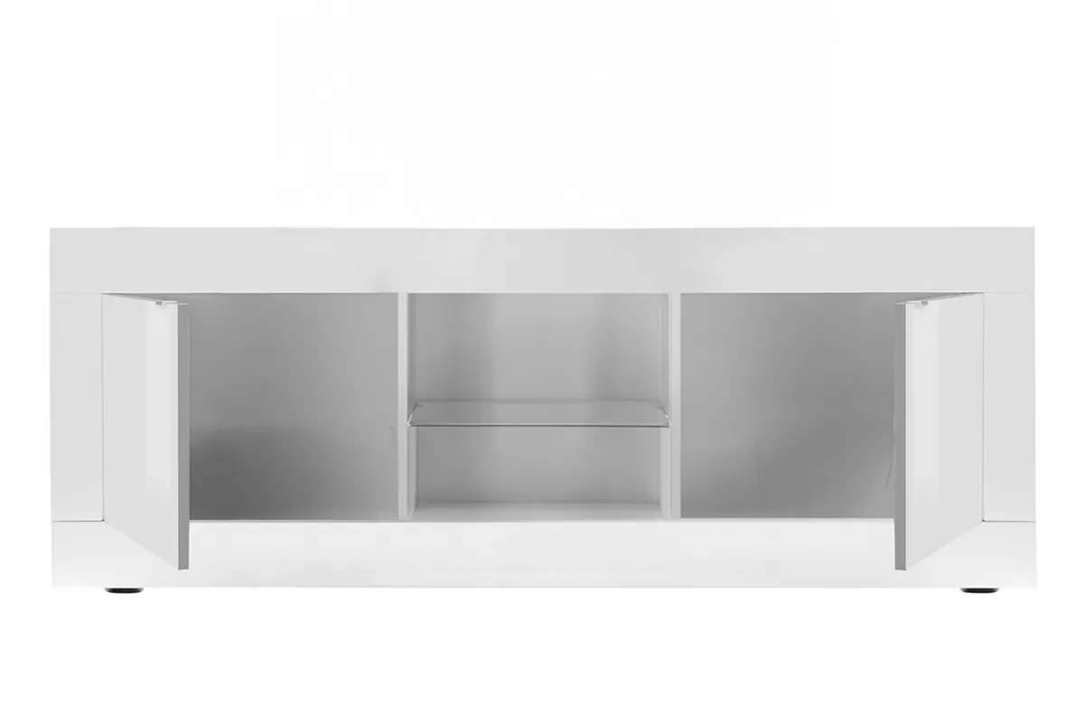 Miliboo Mueble Tv De Diseño-Mueble TV moderno lacado blanco 180cm LATTE