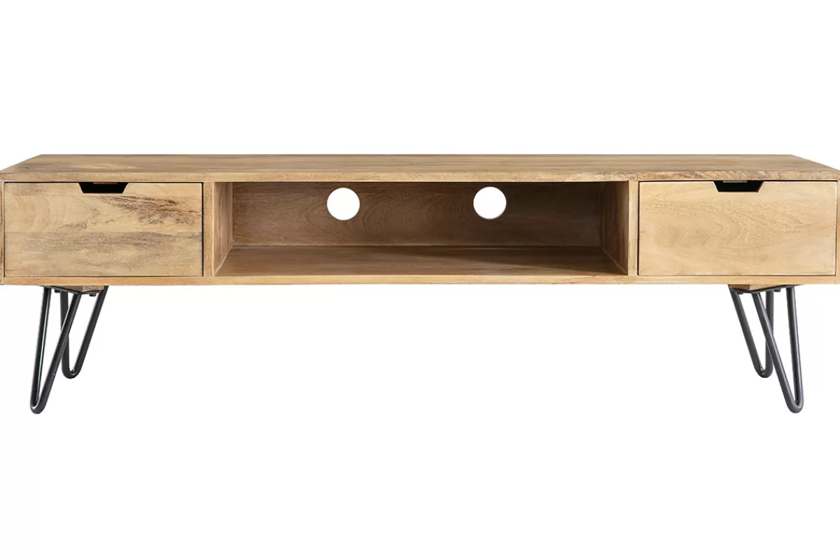 Miliboo Mueble Tv De Diseño-Mueble TV moderno mango patas horquilla metal VIBES