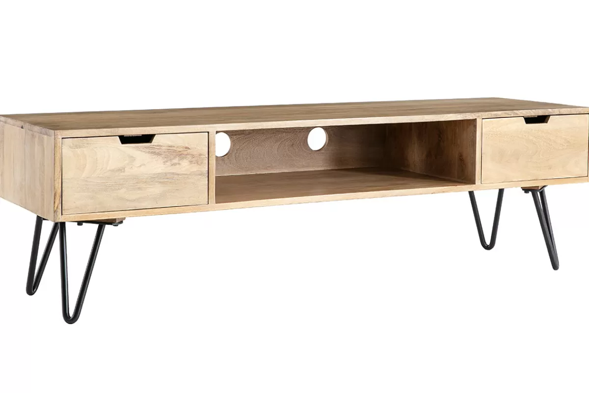 Miliboo Mueble Tv De Diseño-Mueble TV moderno mango patas horquilla metal VIBES