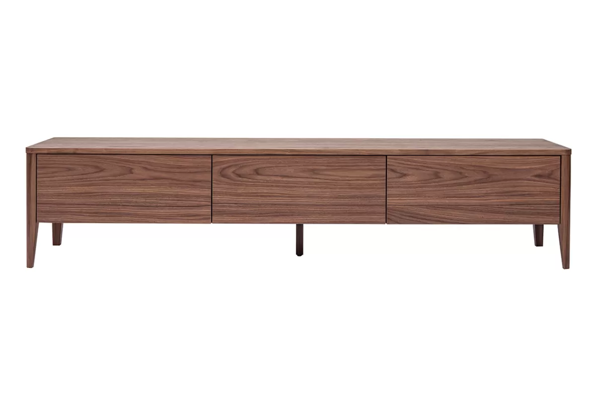 Miliboo Mueble Tv De Diseño-Mueble TV vintage de nogal con 3 cajones 180 cm BENJA