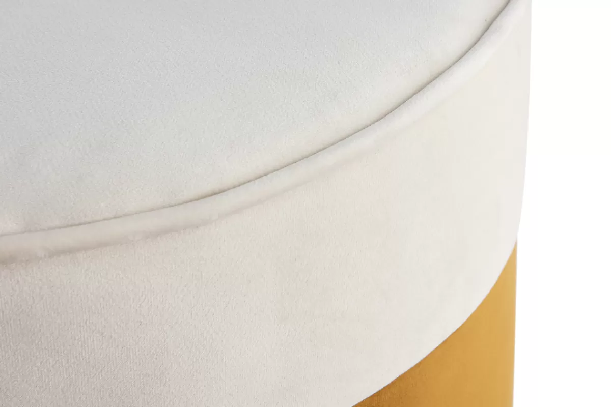 Miliboo Puffs / Reposapiés | Puffs / Reposapiés-Puf de diseño bicolor de terciopelo blanco crema y amarillo comino 40 cm diám. DAISY
