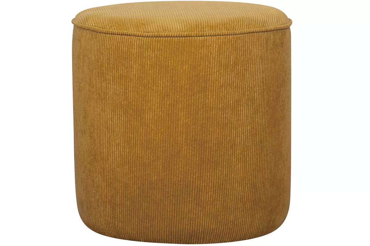 Miliboo Puffs / Reposapiés | Puffs / Reposapiés-Puf redondo de pana amarilla 40 cm diám. LOUIS