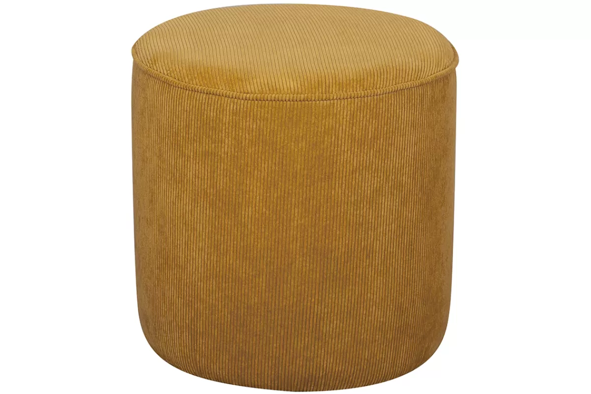 Miliboo Puffs / Reposapiés | Puffs / Reposapiés-Puf redondo de pana amarilla 40 cm diám. LOUIS