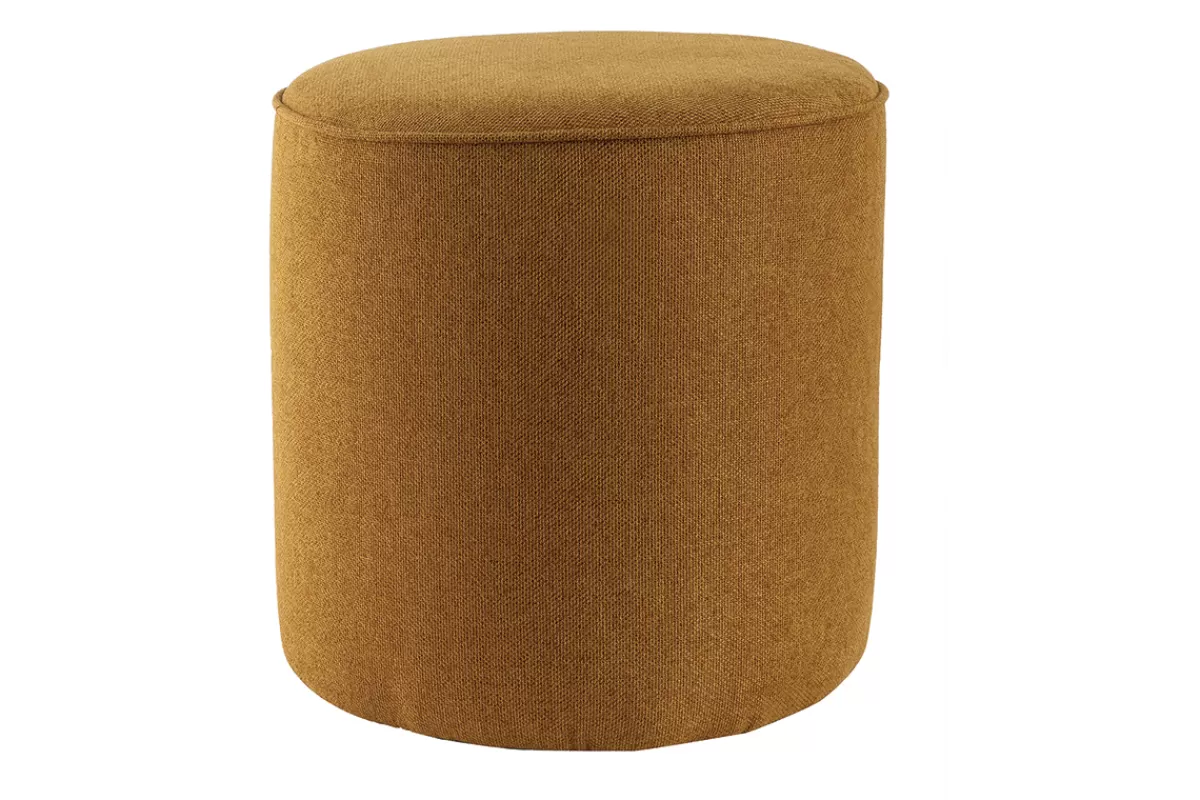 Miliboo Puffs / Reposapiés | Puffs / Reposapiés-Puf redondo de tela amarillo comino 40 cm diám. COQ