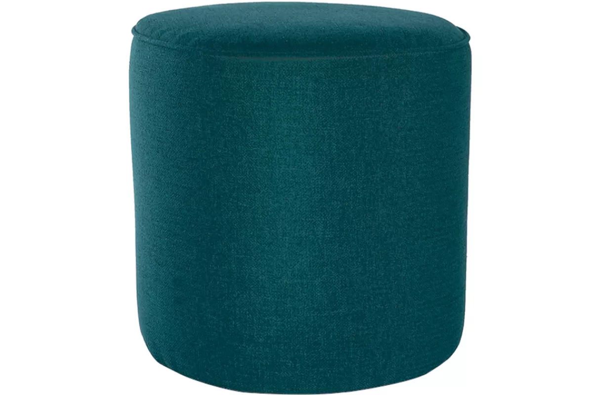 Miliboo Puffs / Reposapiés | Puffs / Reposapiés-Puf redondo de tela azul pavo 40 cm diám. COQ