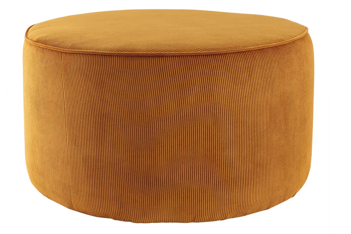 Miliboo Puffs / Reposapiés | Puffs / Reposapiés-Puf redondo de terciopelo acanalado amarillo 70 cm diám. LOUIS
