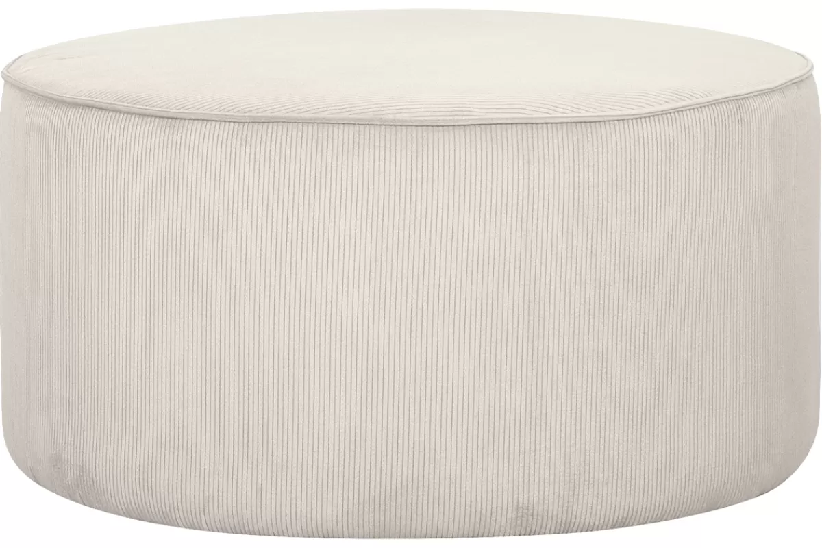 Miliboo Puffs / Reposapiés | Puffs / Reposapiés-Puf redondo de terciopelo acanalado color crudo 70 cm diám. LOUIS