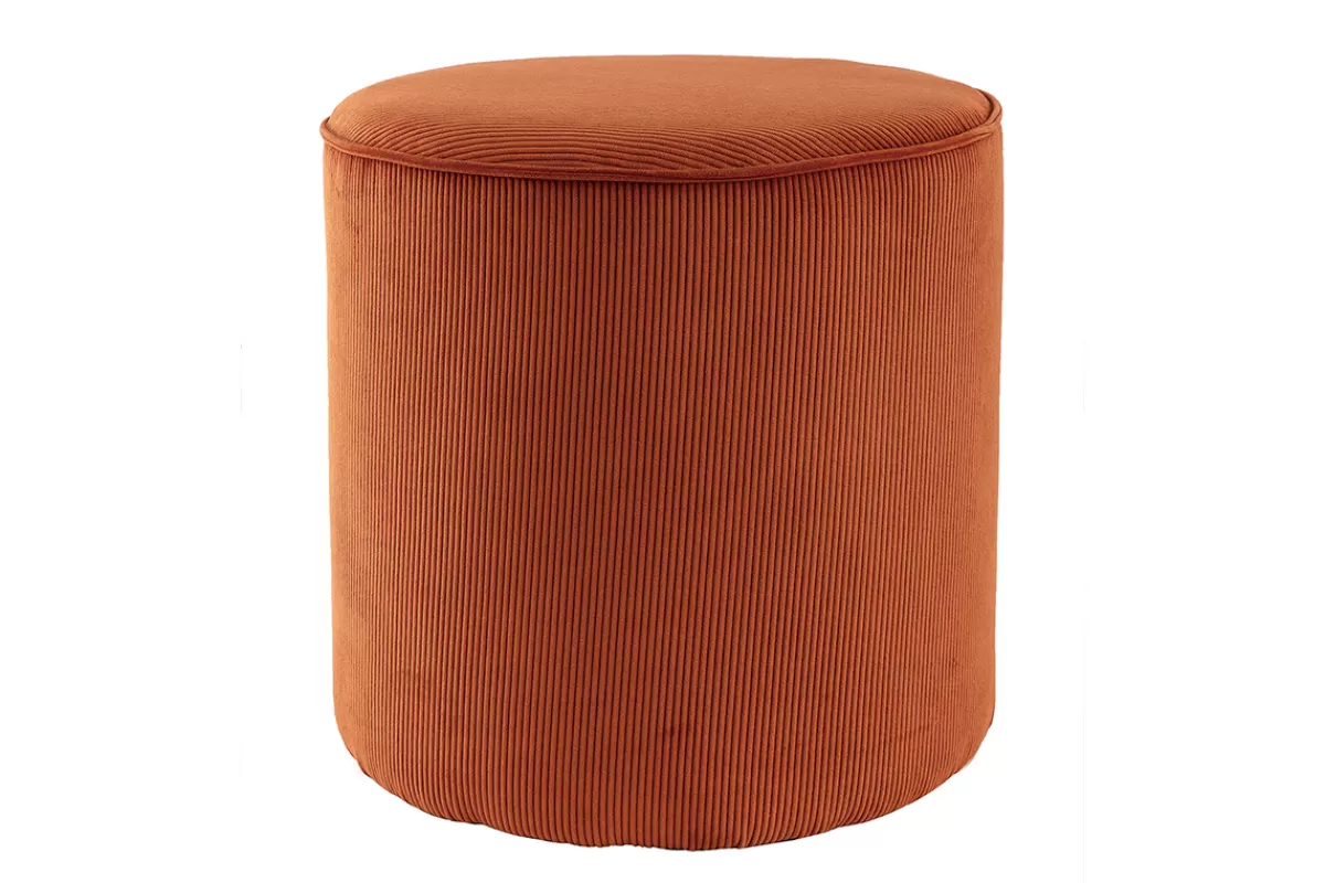 Miliboo Puffs / Reposapiés | Puffs / Reposapiés-Puf redondo de terciopelo acanalado color tierra quemada 40 cm diám. LOUIS