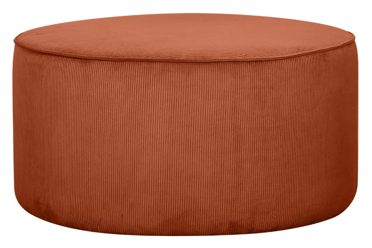 Miliboo Puffs / Reposapiés | Puffs / Reposapiés-Puf redondo de terciopelo acanalado color tierra quemada 70 cm diám. LOUIS