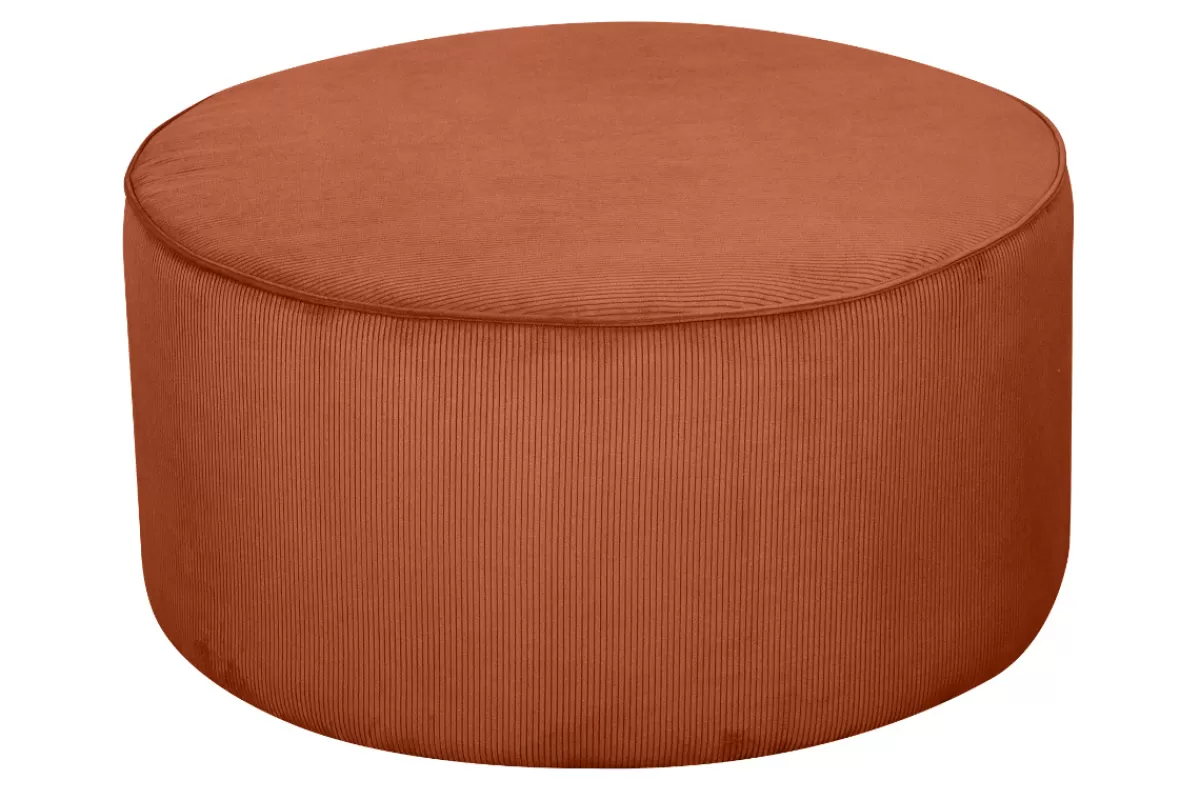 Miliboo Puffs / Reposapiés | Puffs / Reposapiés-Puf redondo de terciopelo acanalado color tierra quemada 70 cm diám. LOUIS