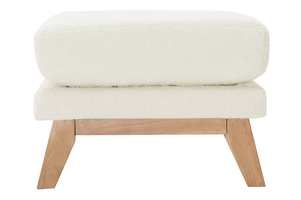 Miliboo Puffs / Reposapiés | Puffs / Reposapiés-Puf reposapiés nórdico desenfundable efecto borreguillo blanco OSLO
