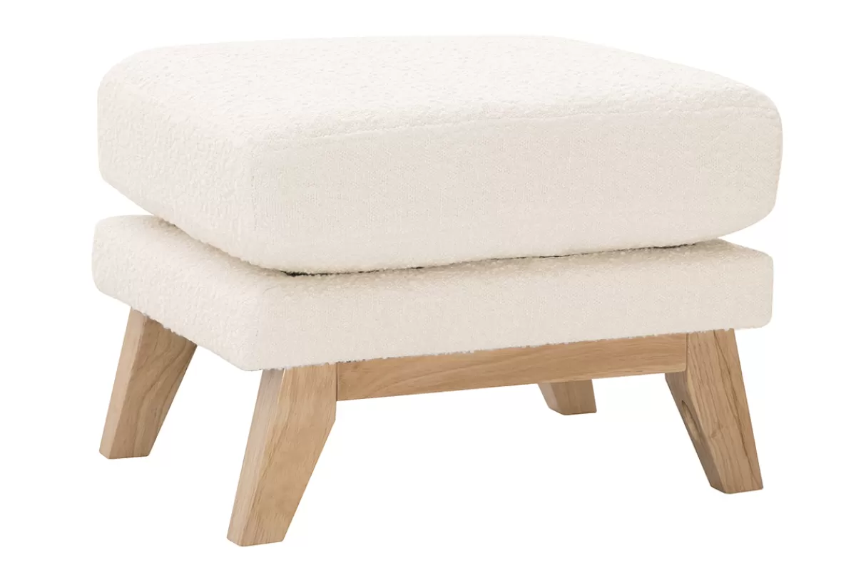 Miliboo Puffs / Reposapiés | Puffs / Reposapiés-Puf reposapiés nórdico desenfundable efecto borreguillo blanco OSLO