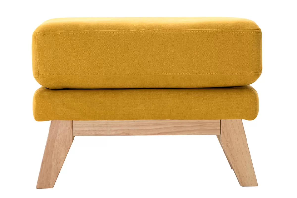 Miliboo Puffs / Reposapiés | Puffs / Reposapiés-Reposapiés nórdico desenfundable efecto aterciopelado amarillo mostaza OSLO