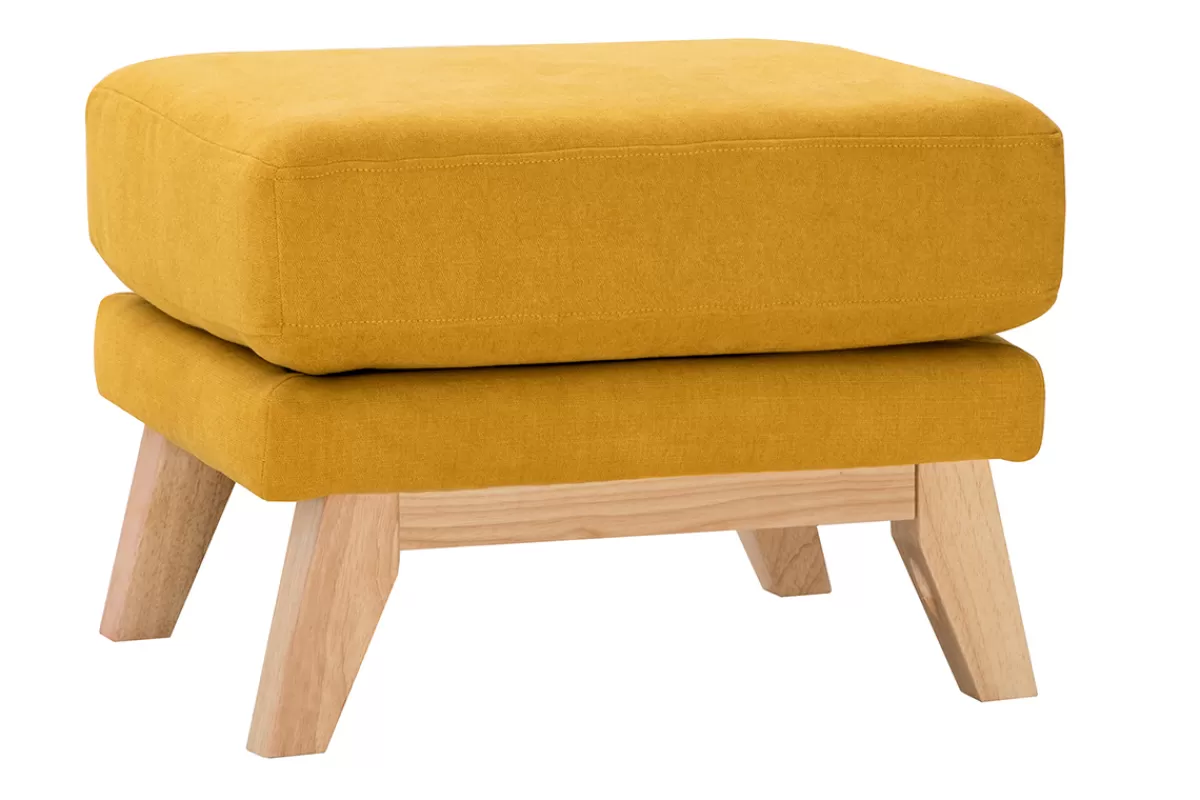 Miliboo Puffs / Reposapiés | Puffs / Reposapiés-Reposapiés nórdico desenfundable efecto aterciopelado amarillo mostaza OSLO