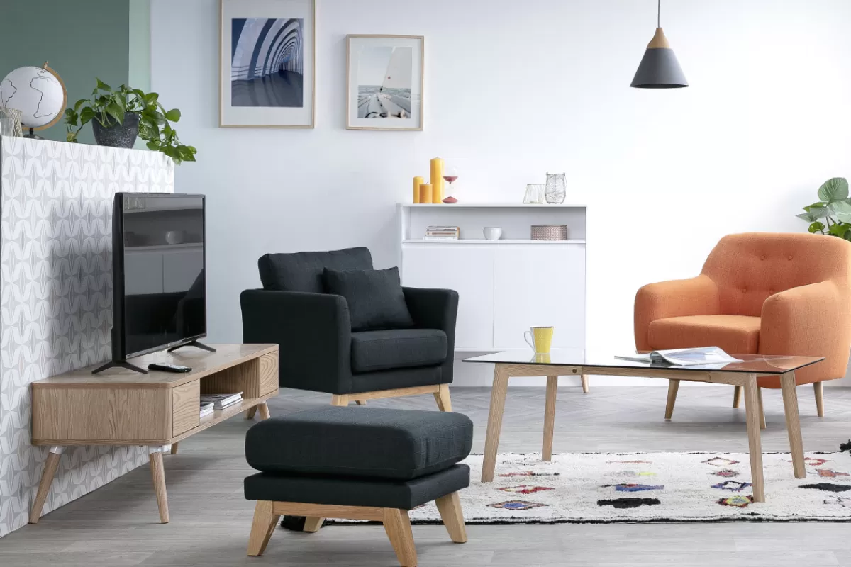 Miliboo Puffs / Reposapiés | Puffs / Reposapiés-Reposapiés puff nórdico gris oscuro OSLO