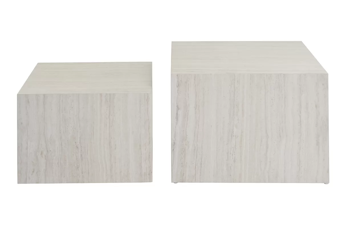 Miliboo Mesas De Salón-Set 2 mesas de centro de diseño efecto travertino CALLA