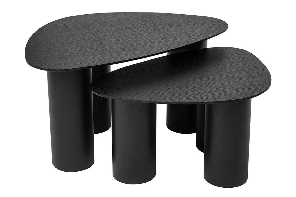 Miliboo Mesas De Salón-Set 2 mesas de centro nido de madera negra FOLEEN