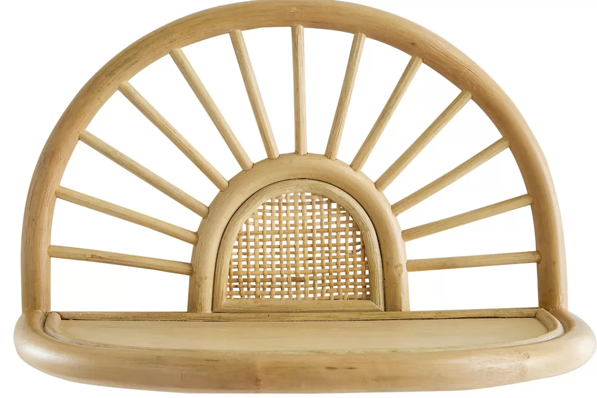 Miliboo Mesillas De Noche | Estantería-Set de 2 estanterías de pared de ratán natural y caña 40 cm BOW