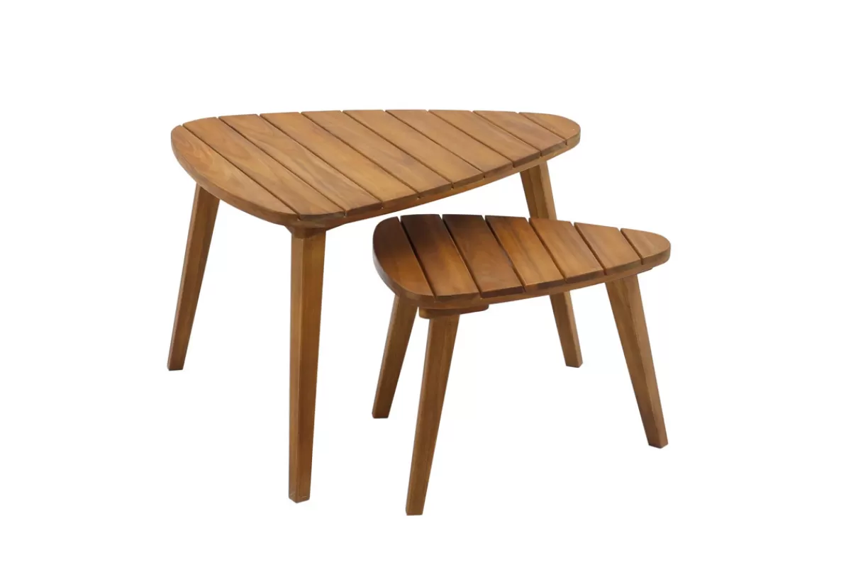 Miliboo Mesa De Jardín-Set de 2 mesas de centro de madera maciza ELQUI