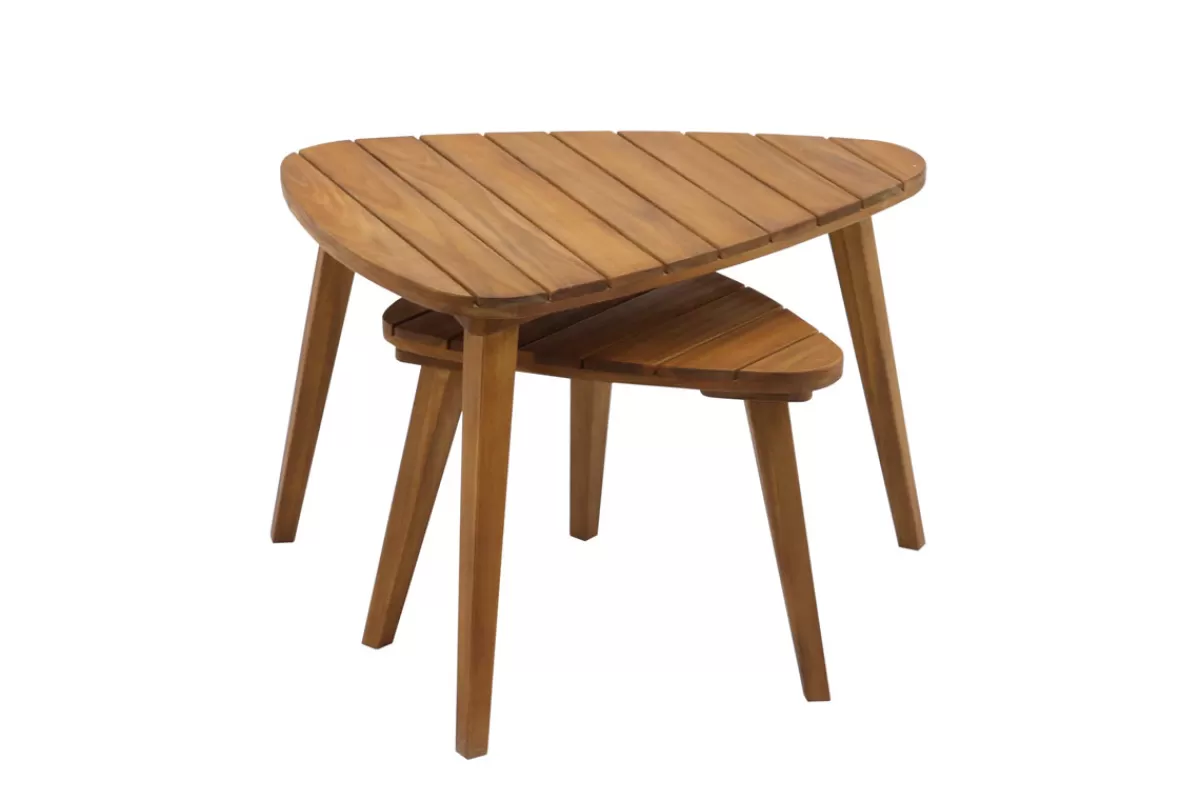 Miliboo Mesa De Jardín-Set de 2 mesas de centro de madera maciza ELQUI