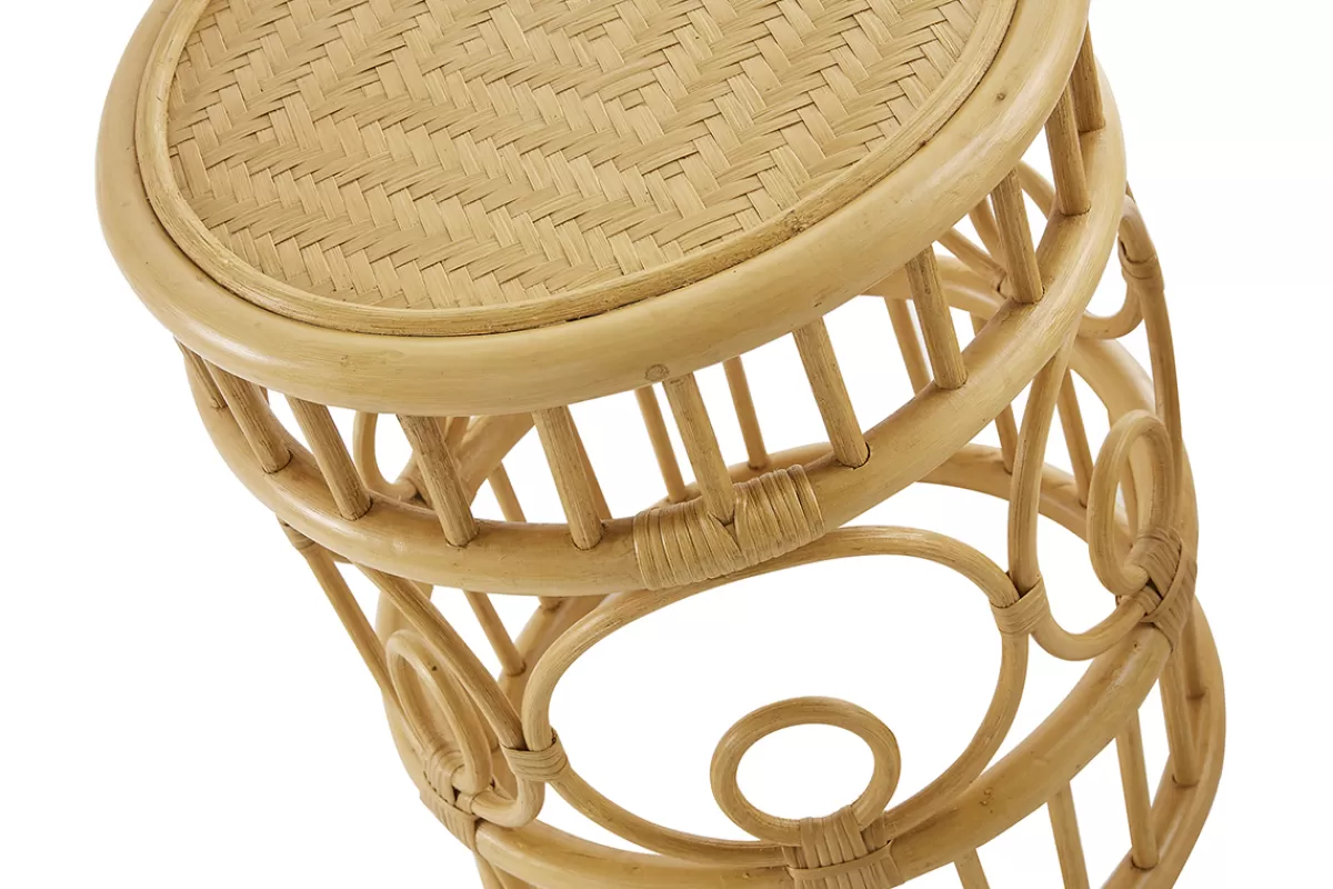 Miliboo Mesas De Salón-Set de 2 mesas de centro redondas de ratán y bambú 70 cm y 40 cm SORAYA