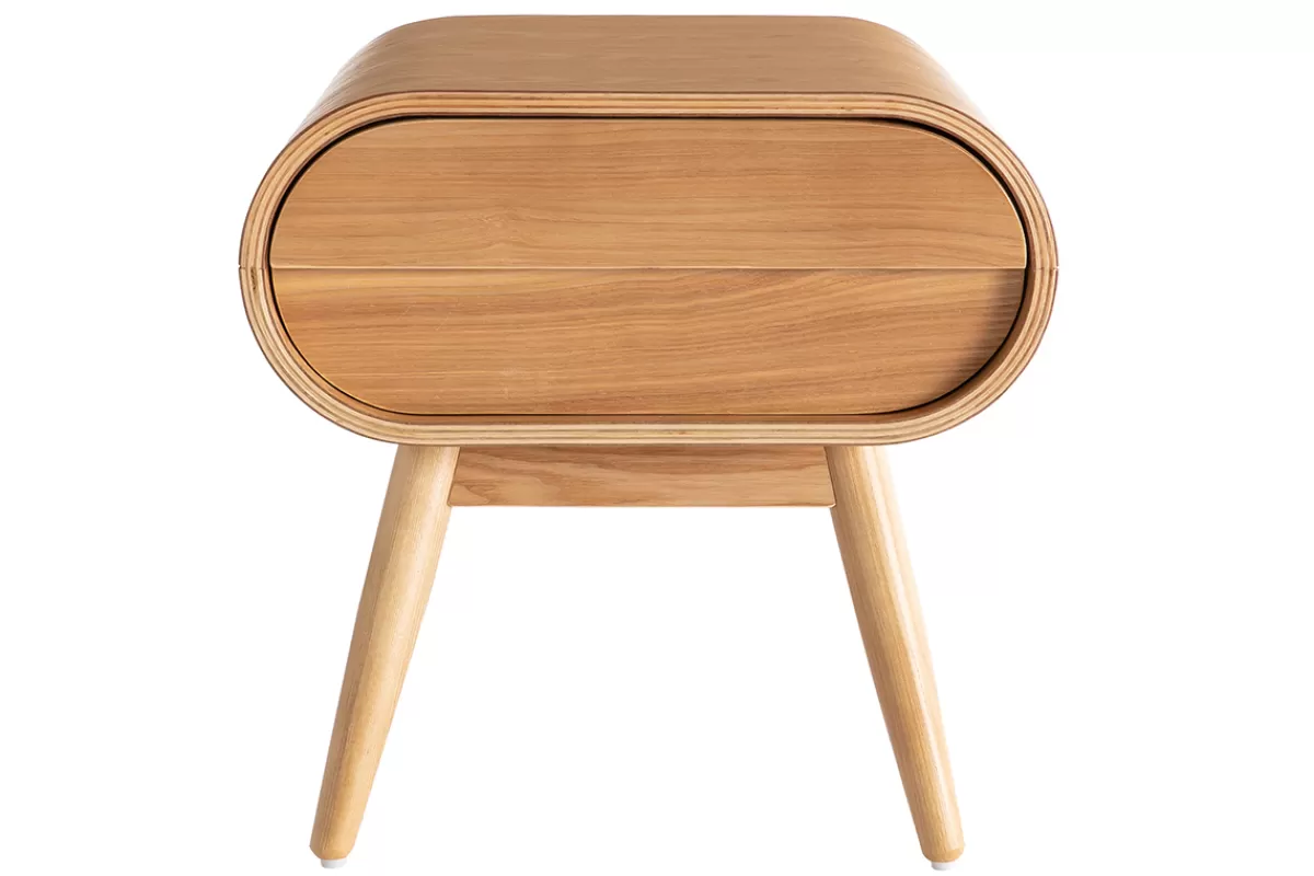 Miliboo Mesillas De Noche-Set de 2 mesillas de noche con cajón vintage de madera clara 45 cm BJORG