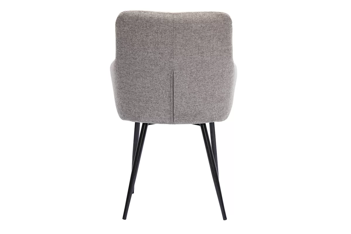 Miliboo Sillas Modernas-Set de 2 sillas acolchadas de diseño de tejido efecto aterciopelado texturizado gris y metal negro MONTERO