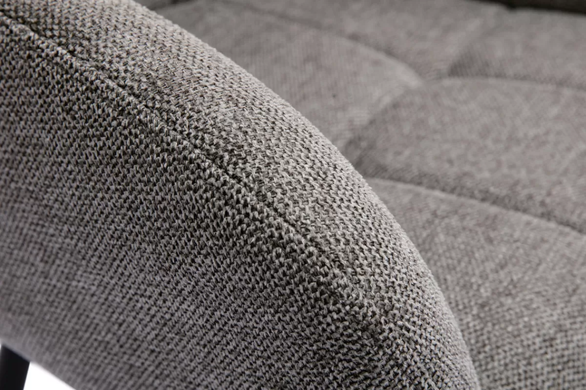 Miliboo Sillas Modernas-Set de 2 sillas acolchadas de diseño de tejido efecto aterciopelado texturizado gris y metal negro MONTERO