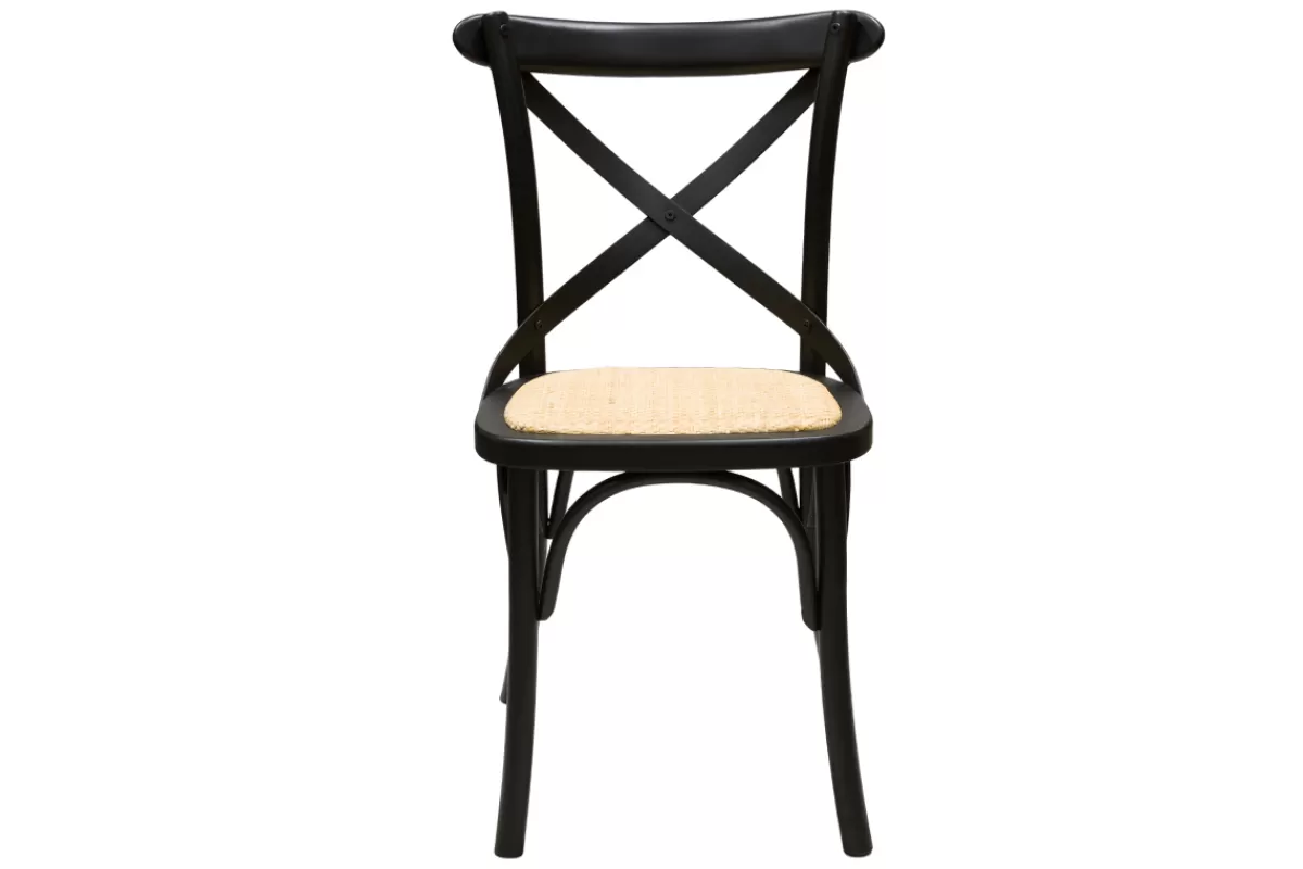 Miliboo Sillas Modernas | Sillas De Madera-Set de 2 sillas bistrot de madera negra y ratán MARCEL