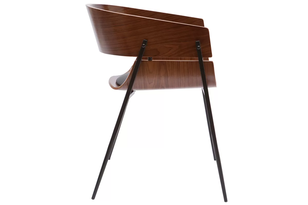 Miliboo Sillas Modernas-Set de 2 sillas de diseño de madera oscura y metal negro WESS
