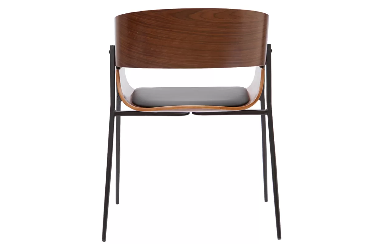 Miliboo Sillas Modernas-Set de 2 sillas de diseño de madera oscura y metal negro WESS