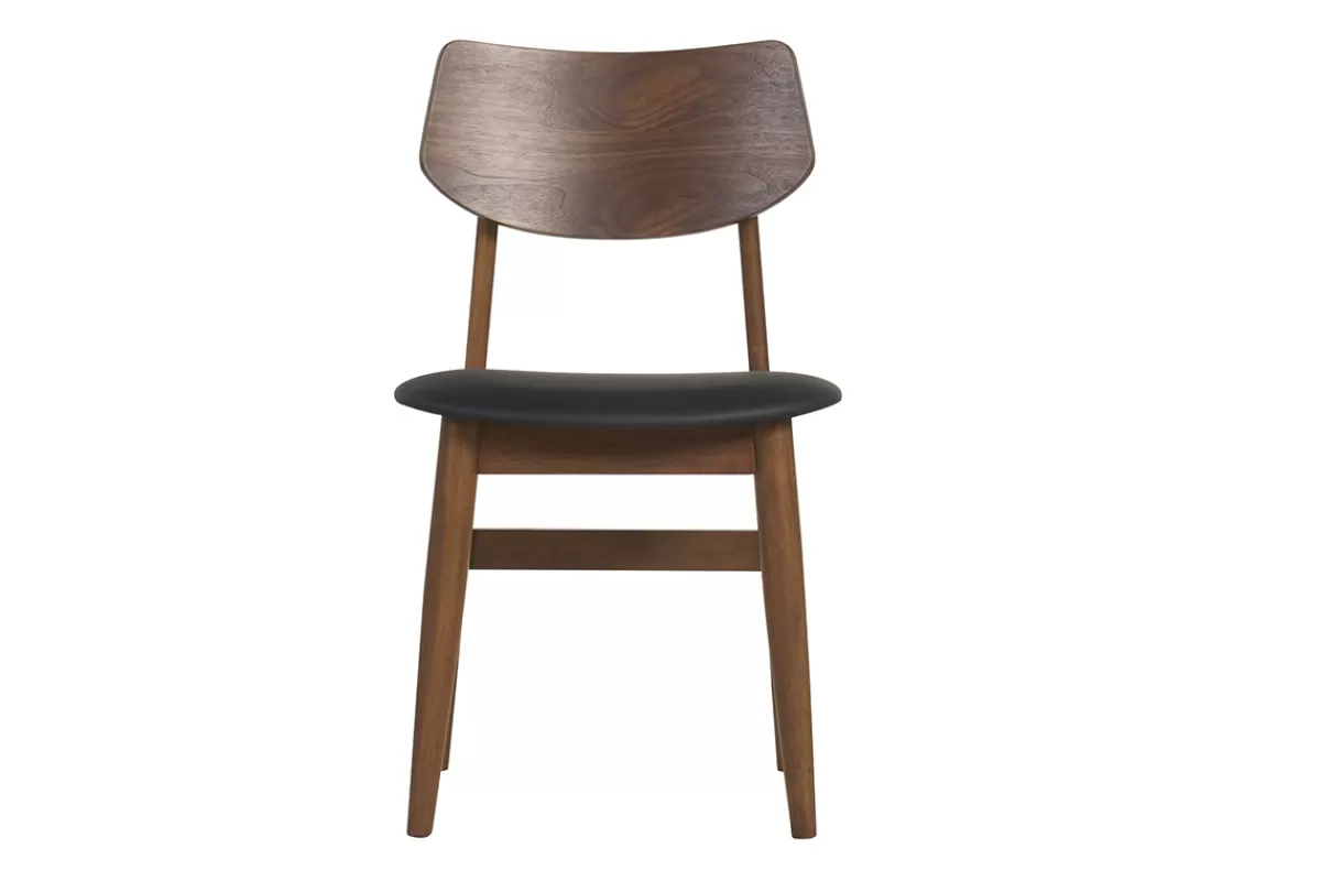 Miliboo Sillas Modernas-Set de 2 sillas de diseño de madera oscura y negro ELION