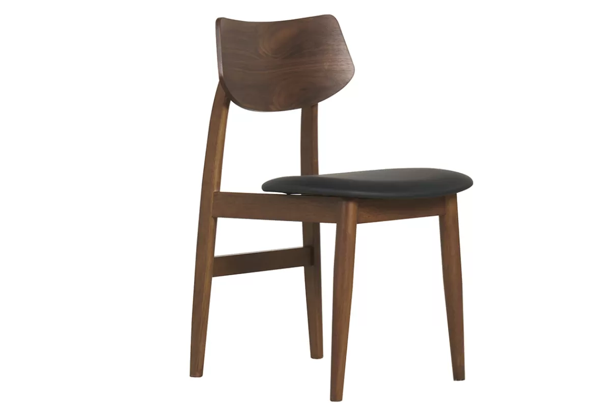 Miliboo Sillas Modernas-Set de 2 sillas de diseño de madera oscura y negro ELION