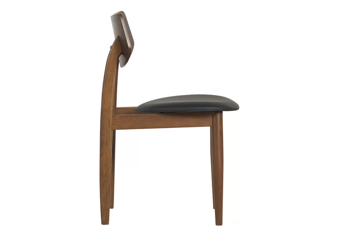 Miliboo Sillas Modernas-Set de 2 sillas de diseño de madera oscura y negro ELION