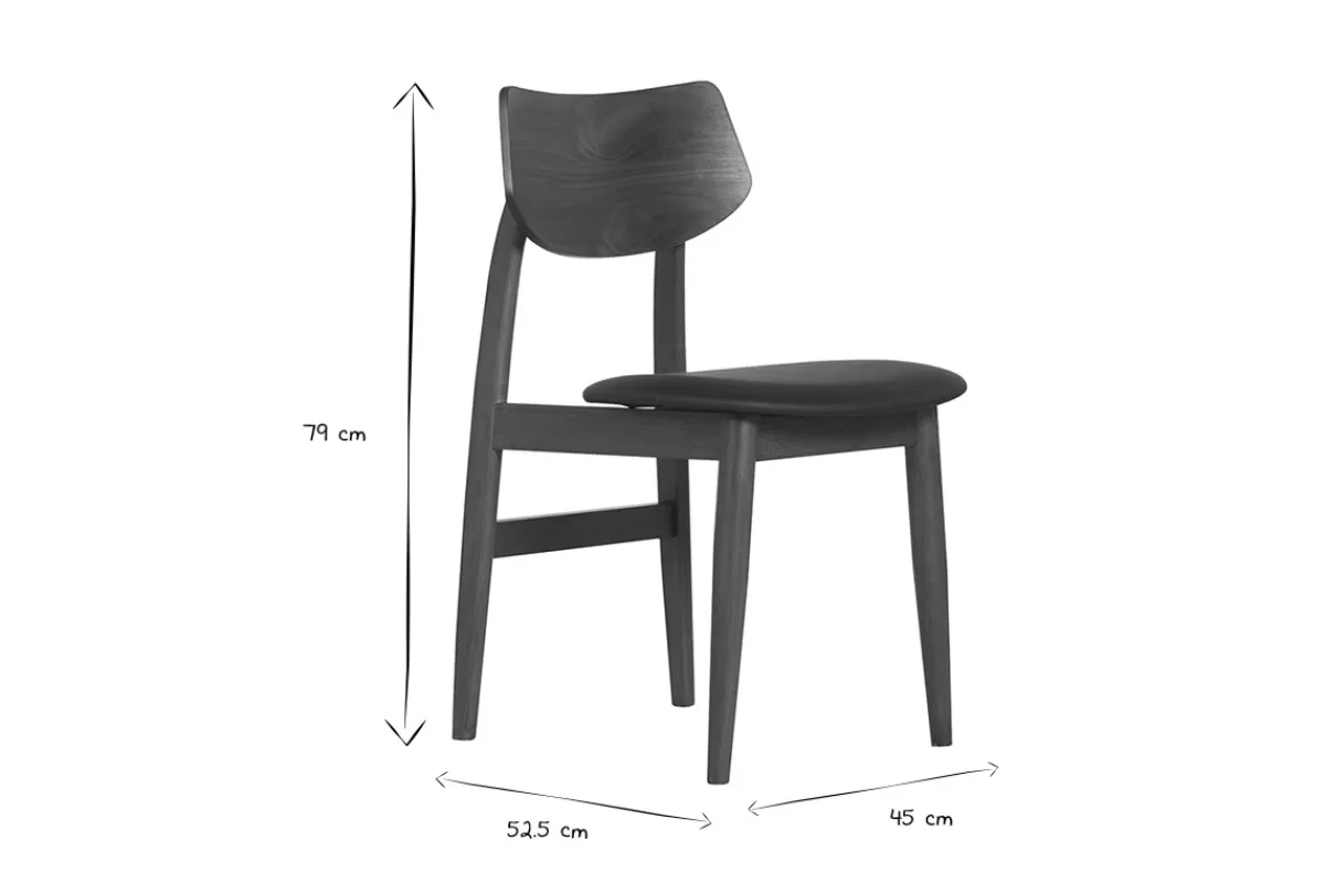 Miliboo Sillas Modernas-Set de 2 sillas de diseño de madera oscura y negro ELION