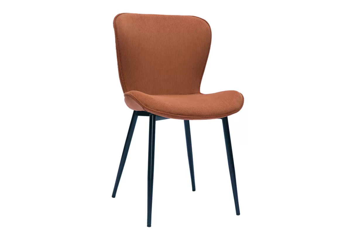 Miliboo Sillas Modernas-Set de 2 sillas de diseño de pana terracota y metal negro ADDICT