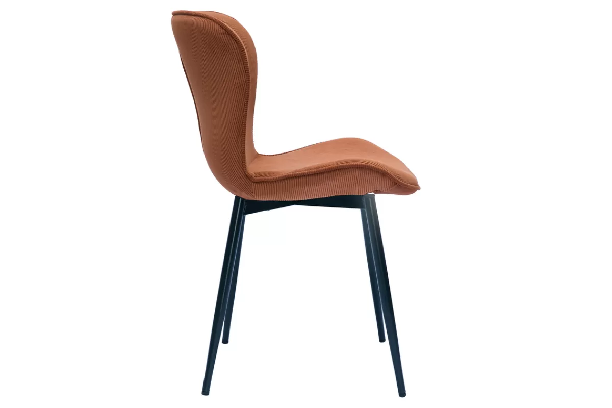 Miliboo Sillas Modernas-Set de 2 sillas de diseño de pana terracota y metal negro ADDICT
