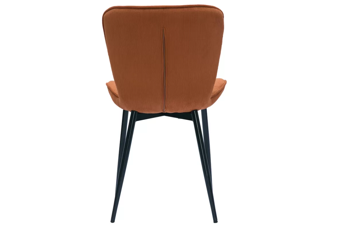 Miliboo Sillas Modernas-Set de 2 sillas de diseño de pana terracota y metal negro ADDICT