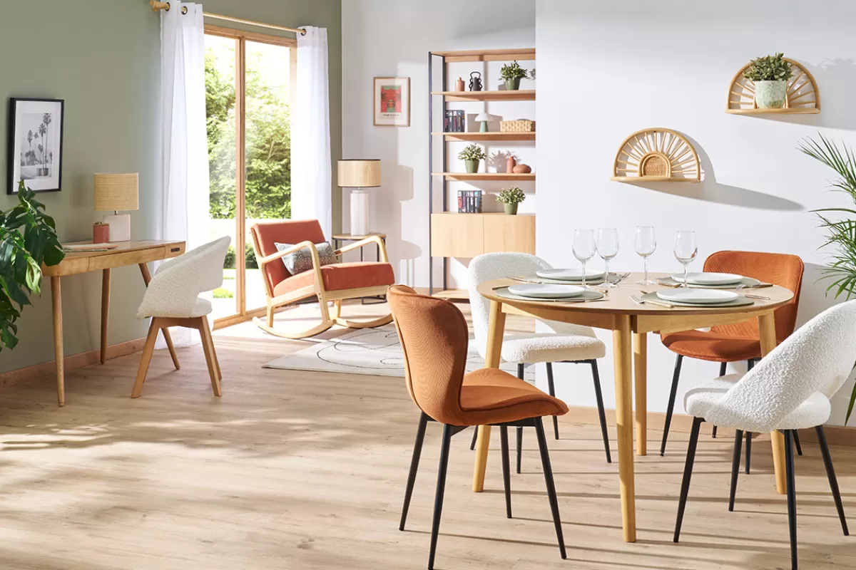 Miliboo Sillas Modernas-Set de 2 sillas de diseño de pana terracota y metal negro ADDICT