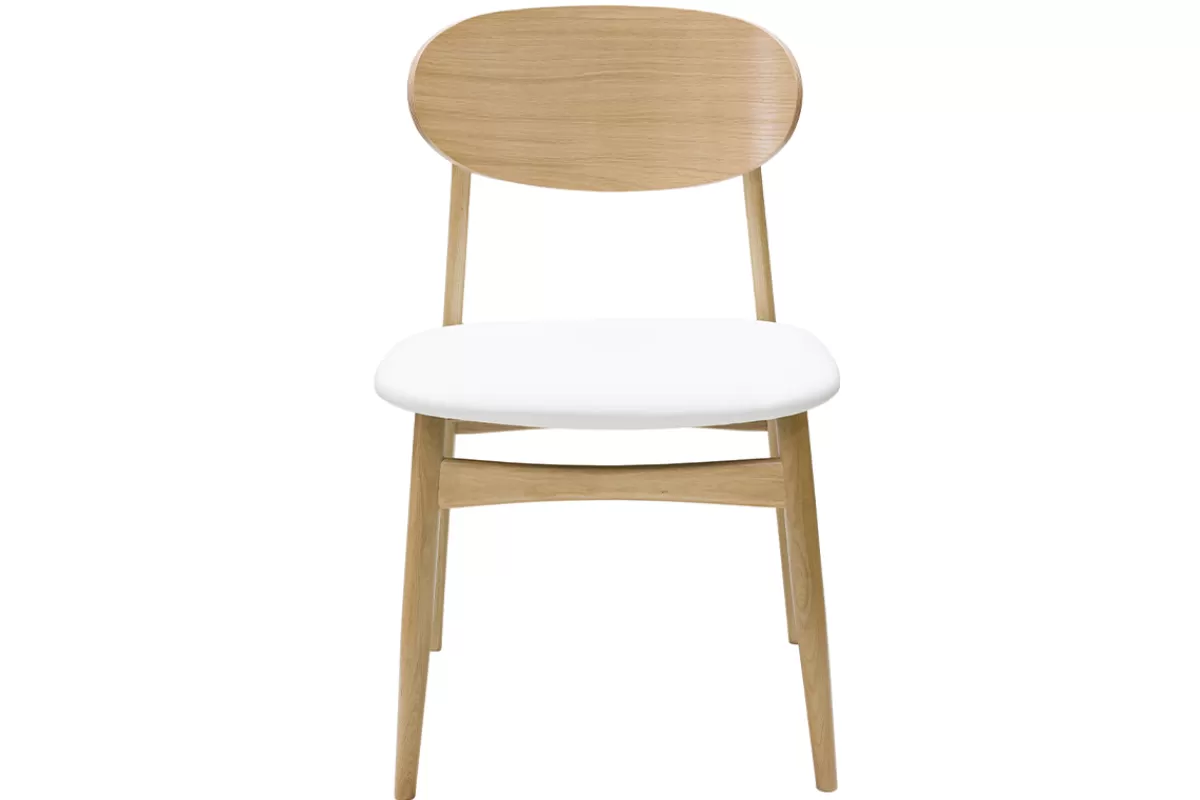 Miliboo Sillas Modernas-Set de 2 sillas de diseño de roble macizo blanco y madera clara VICKY
