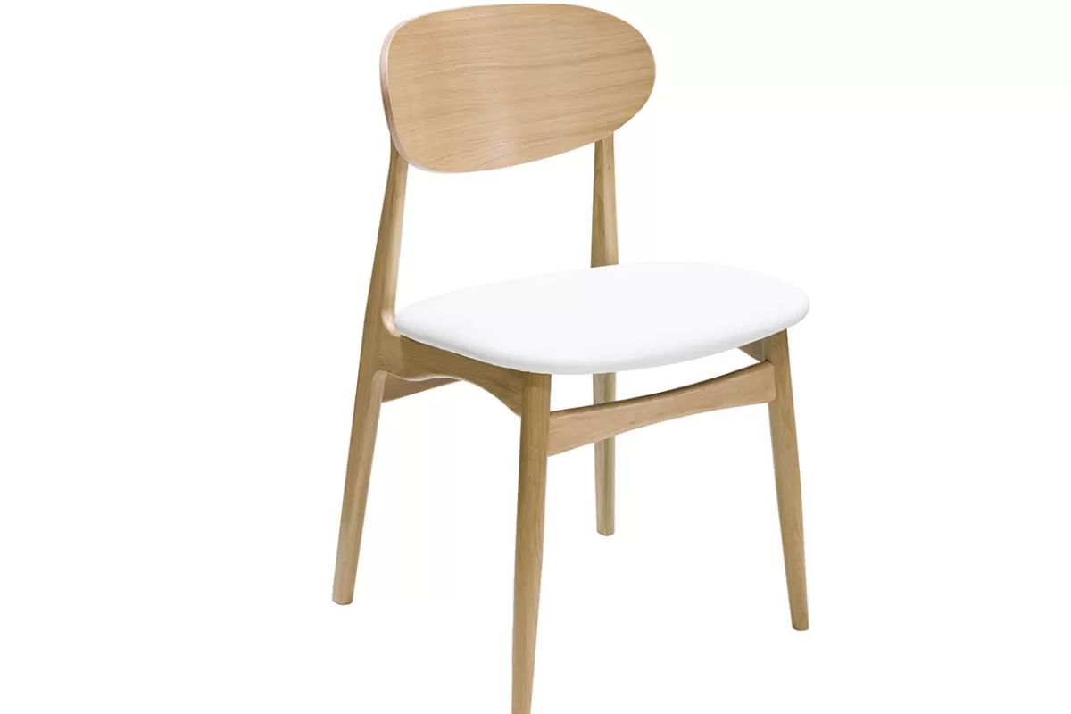 Miliboo Sillas Modernas-Set de 2 sillas de diseño de roble macizo blanco y madera clara VICKY