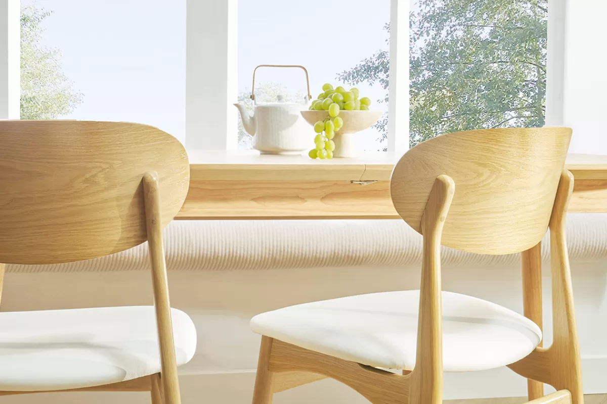 Miliboo Sillas Modernas-Set de 2 sillas de diseño de roble macizo blanco y madera clara VICKY