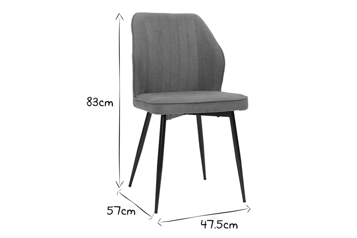 Miliboo Sillas Modernas-Set de 2 sillas de diseño de tejido efecto aterciopelado amarillo mostaza con patas de metal negro FANETTE