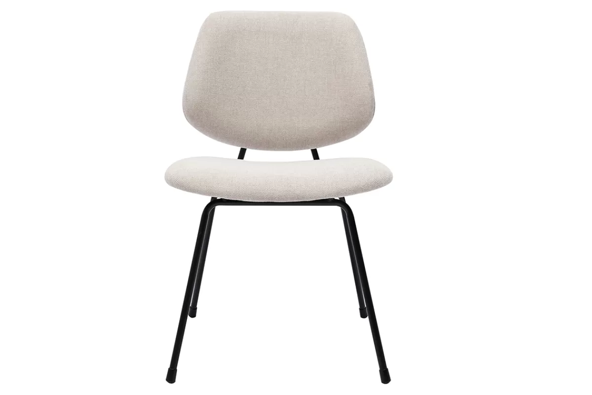 Miliboo Sillas Modernas-Set de 2 sillas de diseño de tejido efecto aterciopelado beige y metal negro BARNET