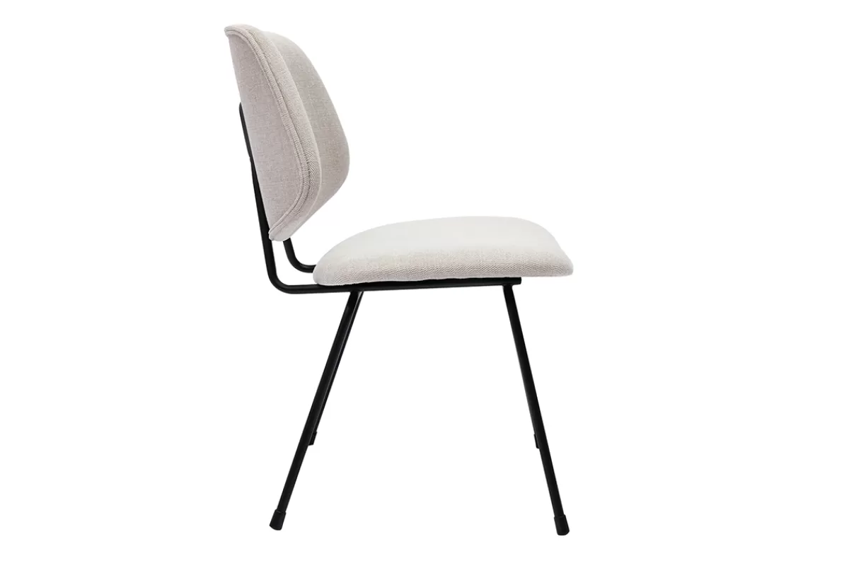 Miliboo Sillas Modernas-Set de 2 sillas de diseño de tejido efecto aterciopelado beige y metal negro BARNET