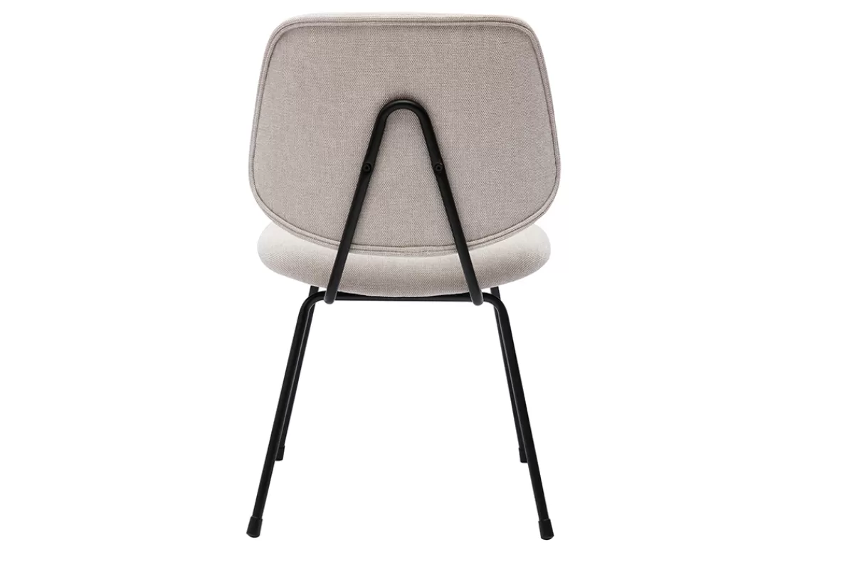 Miliboo Sillas Modernas-Set de 2 sillas de diseño de tejido efecto aterciopelado beige y metal negro BARNET