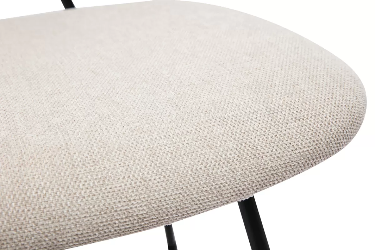 Miliboo Sillas Modernas-Set de 2 sillas de diseño de tejido efecto aterciopelado beige y metal negro BARNET