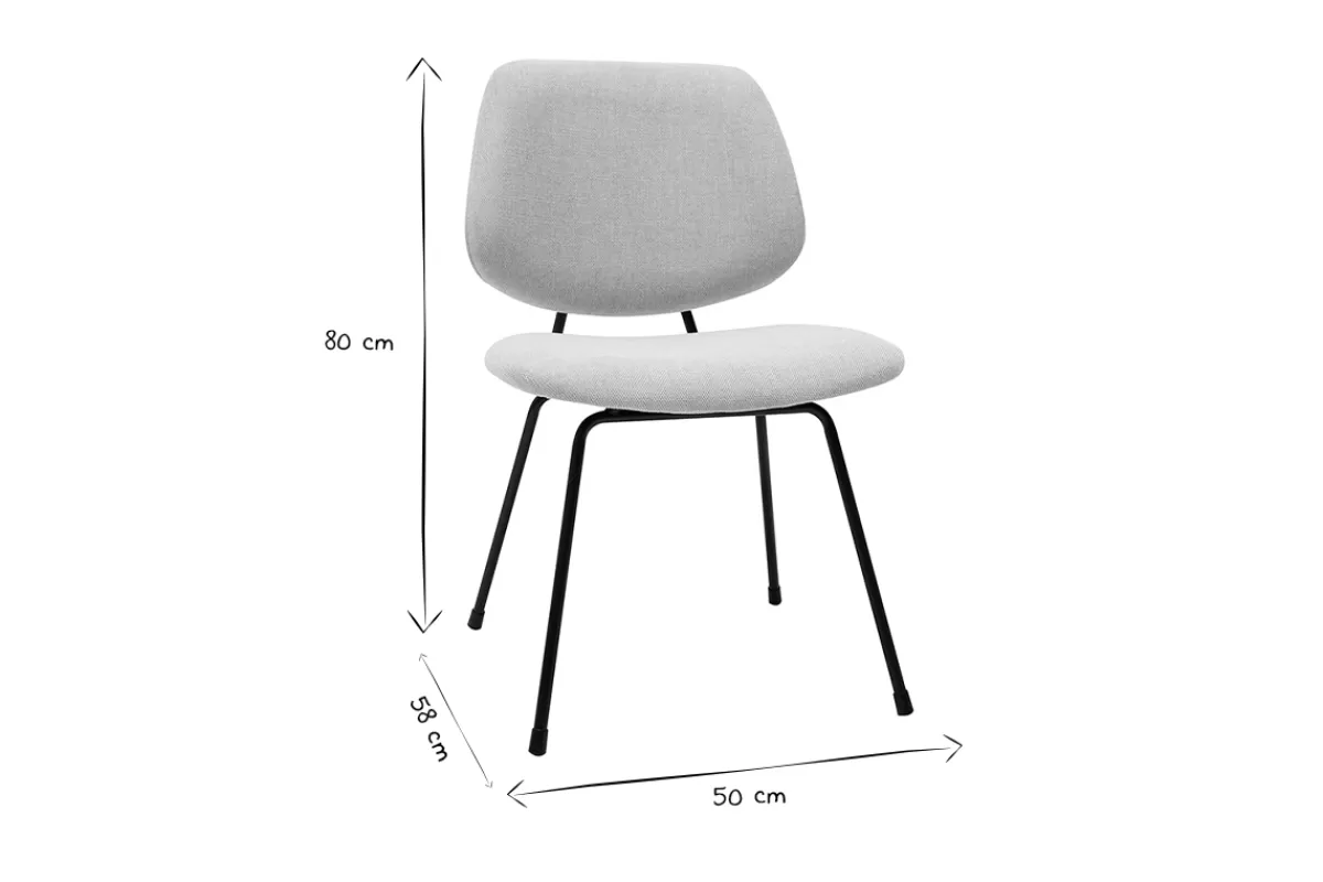 Miliboo Sillas Modernas-Set de 2 sillas de diseño de tejido efecto aterciopelado beige y metal negro BARNET