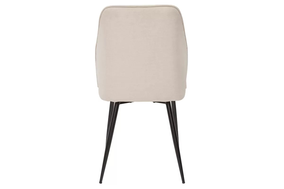 Miliboo Sillas Modernas-Set de 2 sillas de diseño de tejido efecto aterciopelado beige y metal negro FANETTE