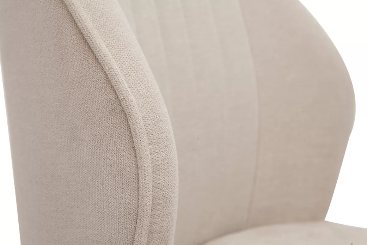 Miliboo Sillas Modernas-Set de 2 sillas de diseño de tejido efecto aterciopelado beige y metal negro FANETTE